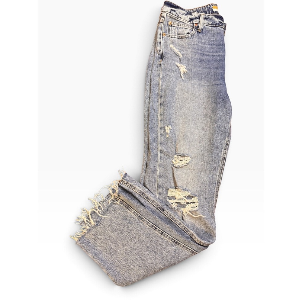Universal Thread Women 12 Legacy Straight High Rise Distressed Raw Hem Jeans